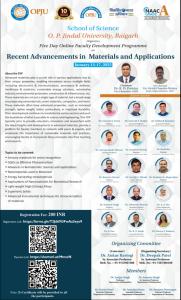 One week Faculty Development Programme on “Recent Advancements in Materials and Applications” organised during 13- 17 January 2025